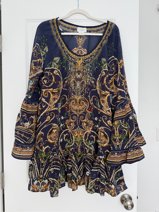 Camilla Dresses & Skirts - Camilla Navy and Gold Print Mini Dress